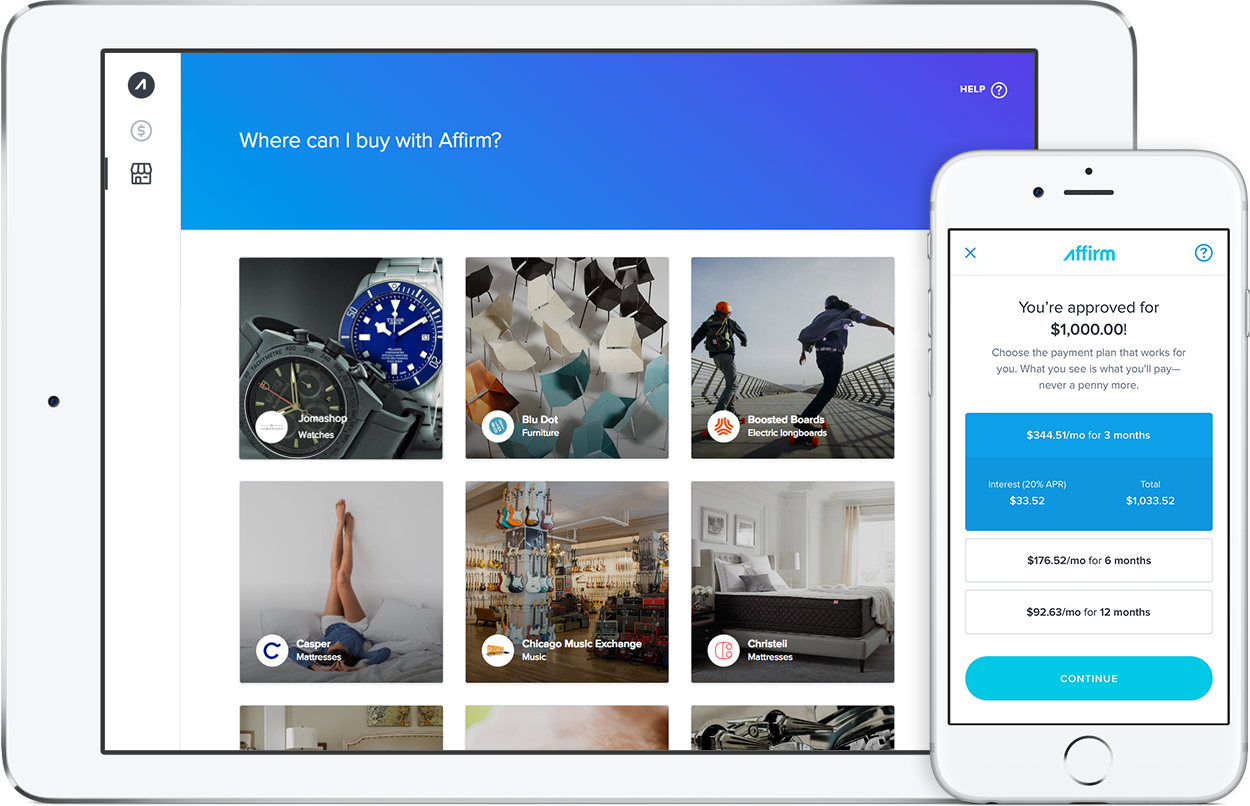 Affirm, a popular web service that allows users to buy online and pay off their purchases in fixed monthly payments, has launched their Android and iPhone app.