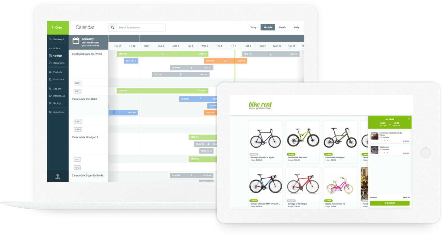 Booqable is a SaaS online rental software web app designed to rent out products in a wide variety of sectors such as AV, bike rentals, weddings and events, costumes and clothing, and education.